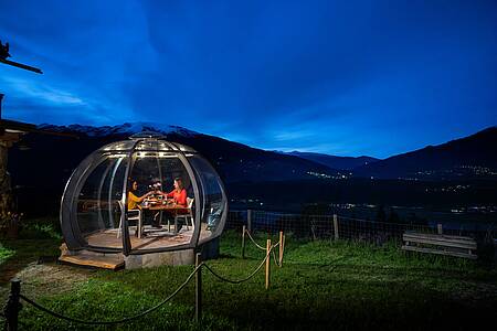 Full moon culinary delights for friends in the glass dome